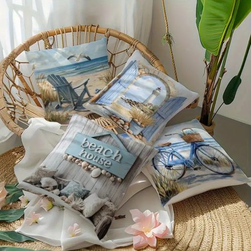 Nyári Tengerparti Hangulat – 4 db-os Dísz Párnahuzat Szett (45x45 cm)