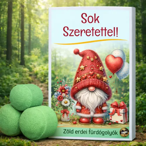 Sok szeretettel feliratos fürdőgolyó zöld erdő illattal - 8 db-os díszdobozos ajándék nőknek - Zümishop