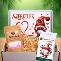   Szeretlek” kényeztető ajándékdoboz fürdősóval és szappannal