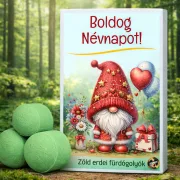 Wellness névnapi ajándék nőknek - 8 darabos Boldog Névnapot feliratos fürdőgolyó válogatás - Zümishop