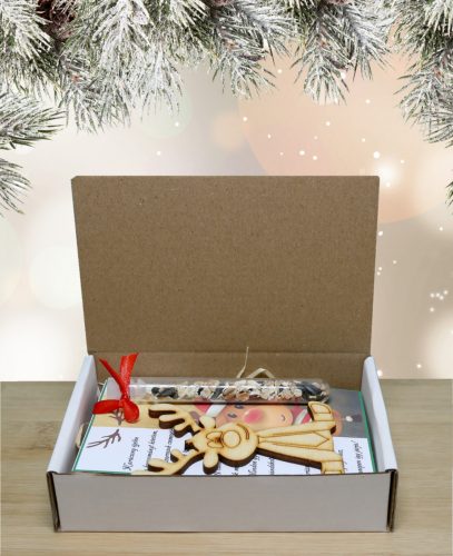 Mágikus rénszarvas eledel karácsonyi dobozban