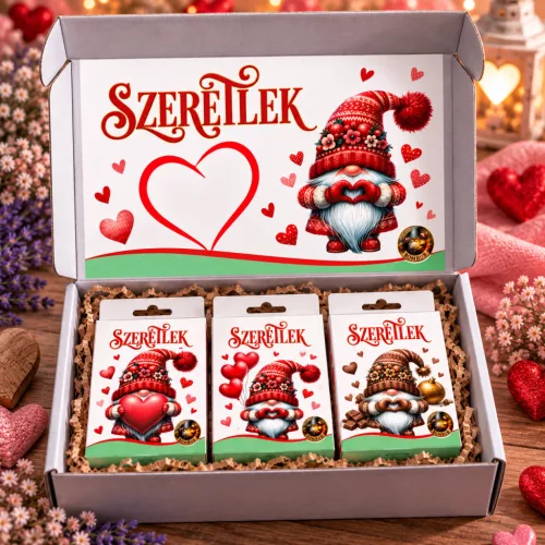 Szeretlek – Romantikus ajándékbox fürdőgolyóval, levendulás szappannal és szíves karkötővel