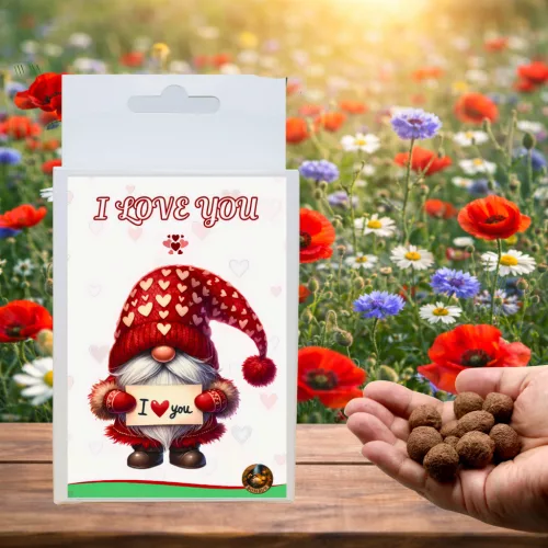 I LOVE YOU feliratos ajándékdoboz 6 db választható viráglabdával - romantikus ajándék - Zümishop