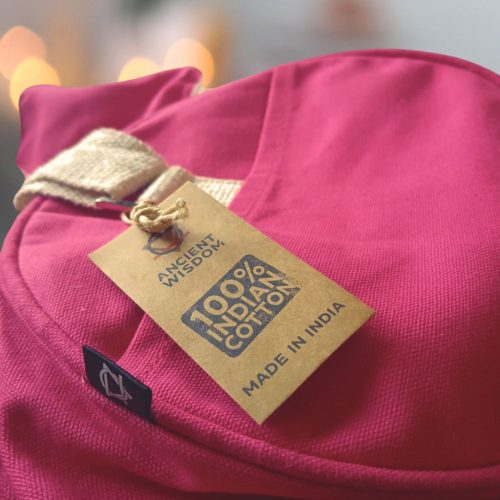 100% Indiai Pamutvászon Női Sporttáska - Kis Méretű, Rózsaszín