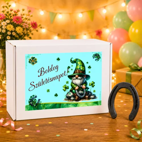 különleges születésnapi ajándék valódi szerencsepatkó díszdobozban