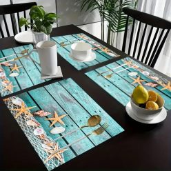   Nyári tengerparti hangulat – Asztali szövet alátétek, 4 db-os Készlet (30,48×45,72 cm)