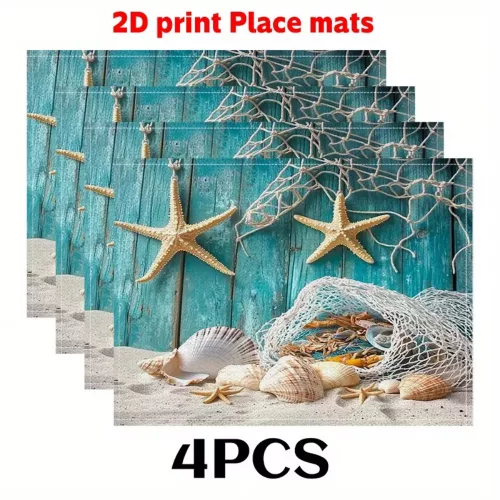 Nyári Tengerparti Hangulat – Asztali Alátétek, 4 db (30,48×45,72 cm