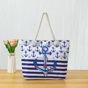 Nagy tengerész stílusú női strandtáska - 45 cm vízálló nylon táska strandra - Zümishop