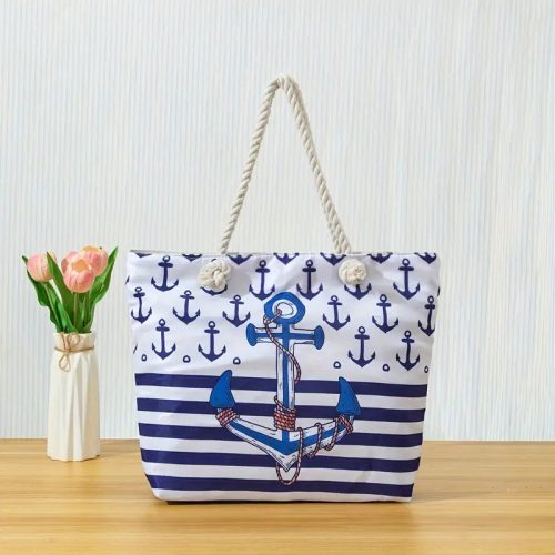 Nagy tengerész stílusú női strandtáska - 45 cm vízálló nylon táska strandra - Zümishop