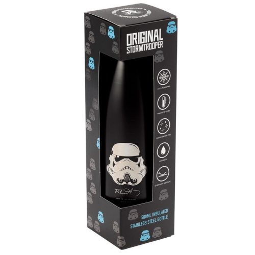 Star Wars Birodalmi Rohamosztagos (Stormtrooper) mintás fekete rozsdamentes acél thermo kulacs – 500 ml-es hőtartó fém termosz – Zümishop