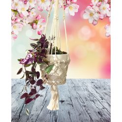 Makramé Függő Virágtartó – Natúr – 75 cm