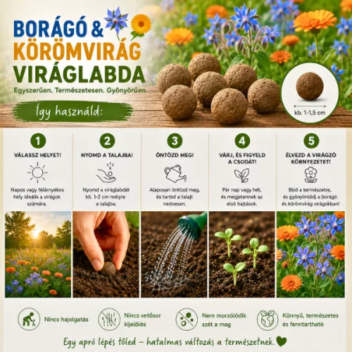 Tündérkert viráglabda (borágó és körömvirág viráglabda mix) 6 db