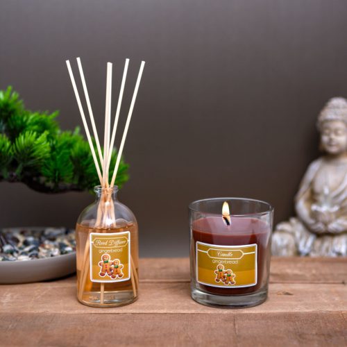 Illatgyertya és pálcikás illatosító szett – Mézeskalács (120 g + 100 ml)