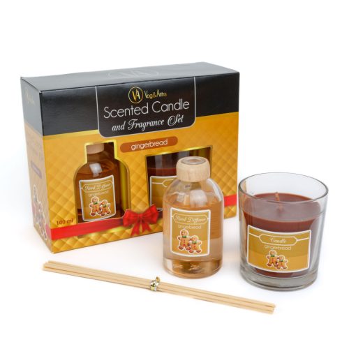 Illatgyertya és pálcikás illatosító szett – Mézeskalács (120 g + 100 ml)