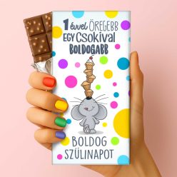 Vicces születésnapi ajándék csoki 75g - 1 évvel öregebb feliratos kézműves csokoládé - Zümishop