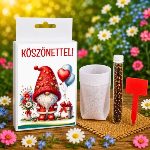 Köszönettel  Feliratos vetőmag ajándékdoboz