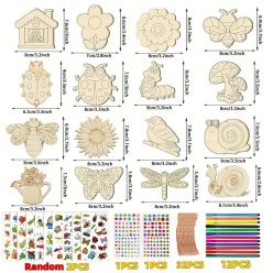   Festhető kreatív készlet: Festhető Fa Lapok Gyermekeknek (280 db-os Rovar és Természet Témájú Kézműves Készlet)