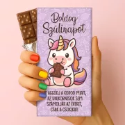 Unikornisos Boldog Szülinapot tejcsokoládé puffasztott rizzsel 75g - varázslatos édesség - Zümishop