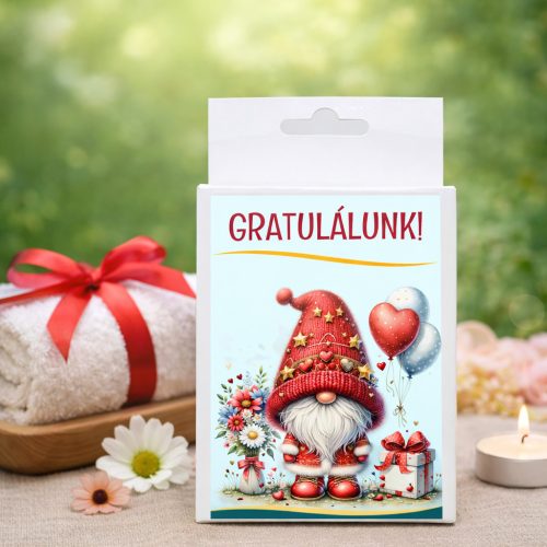 Gratulálunk  feliratos doboz  kézműves szappannal – természetes illóolajjal készült ajándék