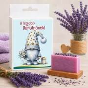 Legjobb barátnő feliratos ajándékdoboz kézműves levendulás szappannal – Egyedi barátnős ajándék
