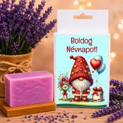 Névnapi feliratos kézműves szappan díszdobozban - természetes illóolajos ajándék nőknek - Zümishop