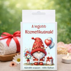   Legjobb kozmetikus  feliratos doboz  kézműves szappannal – Ajándék ötlet kozmetikusoknak