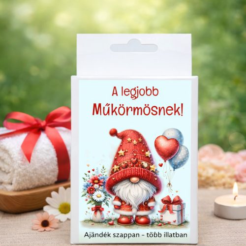 Legjobb műkörmös  feliratos doboz  kézműves szappannal – Ajándékötlet műkörmösöknek