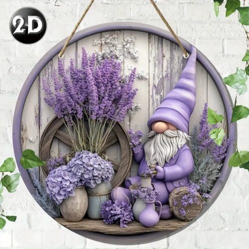 Levendula virág fa tábla 20x20 cm - vidéki stílusú kerti dekoráció és fali kép - Zümishop