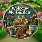 Kertészeti dekorációs kép fa táblán 15x15 cm - vintage stílusú kerti falikép - Zümishop