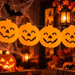   Halloween tök girland 3 m – Narancssárga papír függő dekoráció