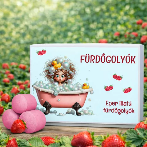 Eper illatú fürdőgolyó válogatás (8 db) - illatos fürdőélmény és ajándék nőknek - Zümishop