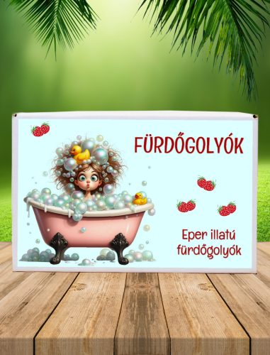 Eper illatú pezsgő fürdőgolyó 8 db
