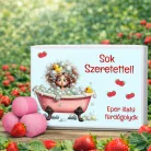 Sok szeretettel” feliratú ajándékdoboz – 8 db eper illatú fürdőgolyó | Különleges ajándék ötlet nőknek