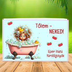 Feliratos eper illatú 8 db fürdőgolyó-Tőlem-neked