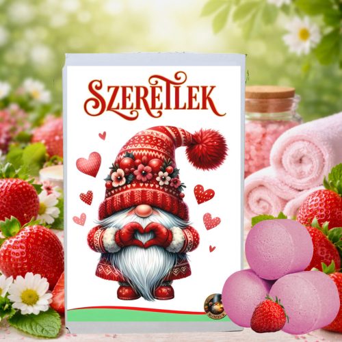 Szeretlek ajándékdoboz eperillatú fürdőgolyókkal - romantikus ajándékötlet nőknek - Zümishop