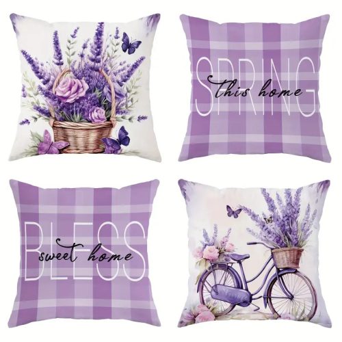 Provence-i Levendula – 4 db-os Dekoratív Párnahuzat Szett (45x45 cm)