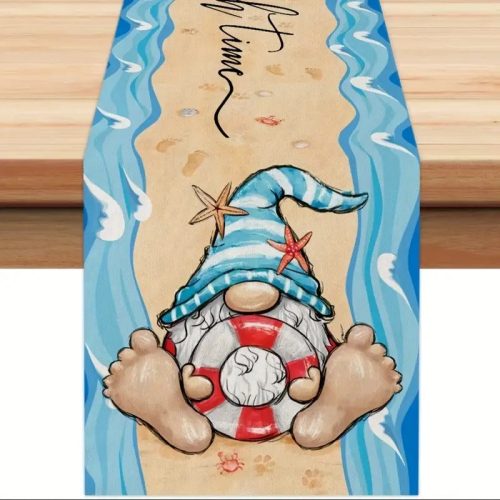 Farmhouse asztali futó 33x121 cm - vicces gnóm mintás rusztikus asztalterítő - Zümishop